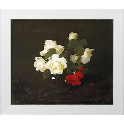 Yellow and Red Roses White Modern Wood Framed Art Print by Park, James Stuart