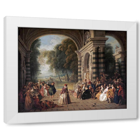 The Pleasures of The Ball White Modern Wood Framed Art Print by Pater, Jean Baptiste Joseph