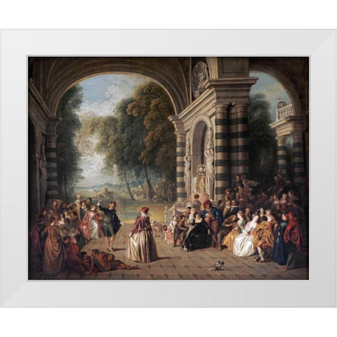 The Pleasures of The Ball White Modern Wood Framed Art Print by Pater, Jean Baptiste Joseph