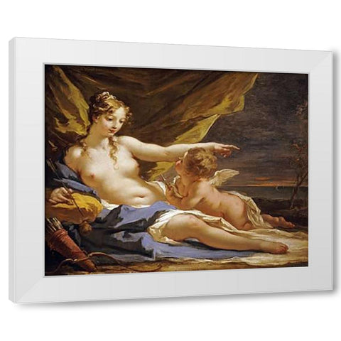 Venus and Cupid White Modern Wood Framed Art Print by Pellegrini, Giovanni Antonio