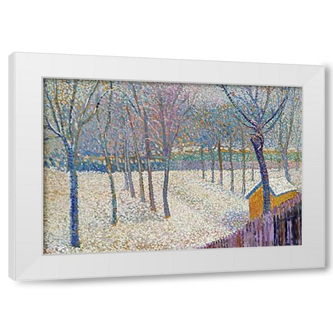 The Orchard In The Snow White Modern Wood Framed Art Print by Petitjean, Hippolyte