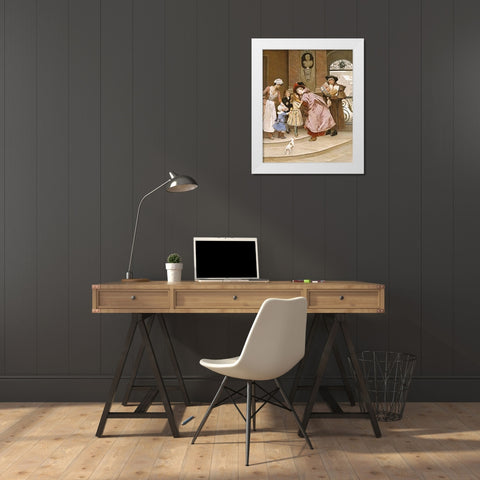 The Homecoming White Modern Wood Framed Art Print by Pinchart, Emile-August