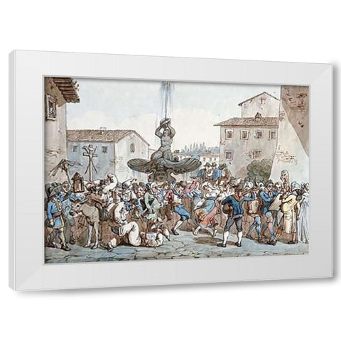 Carnevale a Roma White Modern Wood Framed Art Print by Pinelli, Bartolomeo