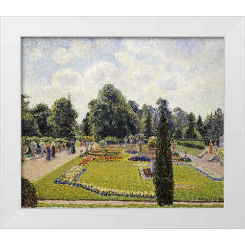 Kew Gardens White Modern Wood Framed Art Print by Pissarro, Camille
