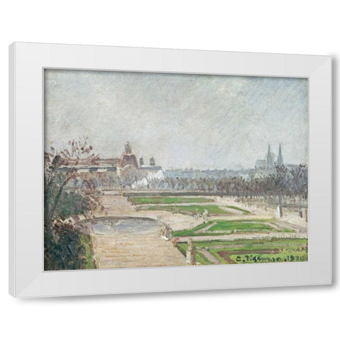 The Tuileries Gardens and The Louvre White Modern Wood Framed Art Print by Pissarro, Camille