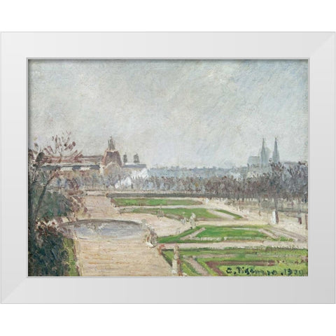 The Tuileries Gardens and The Louvre White Modern Wood Framed Art Print by Pissarro, Camille