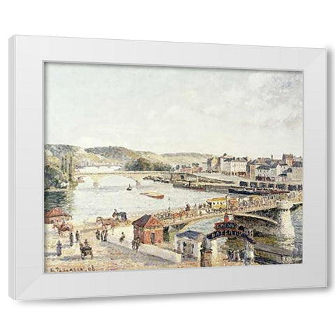 Afternoon Sun, Rouen White Modern Wood Framed Art Print by Pissarro, Camille
