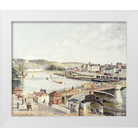 Afternoon Sun, Rouen White Modern Wood Framed Art Print by Pissarro, Camille