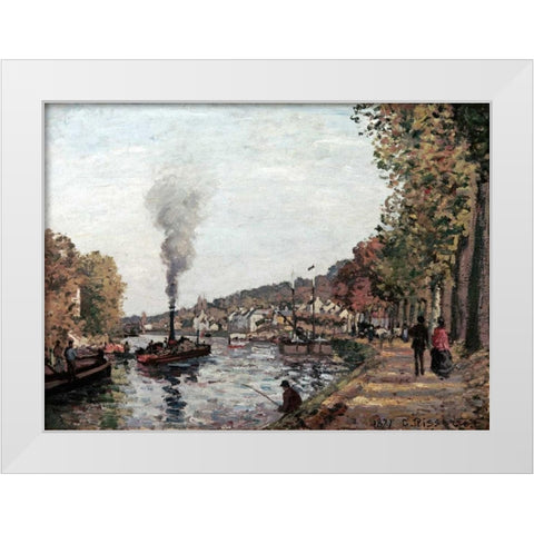 The Seine at Marly White Modern Wood Framed Art Print by Pissarro, Camille