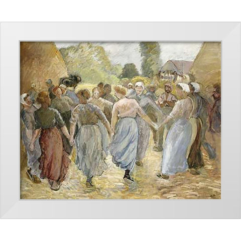 La Ronde White Modern Wood Framed Art Print by Pissarro, Camille