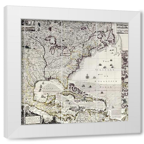 A Map of The British Empire In America White Modern Wood Framed Art Print by Popple, Henry