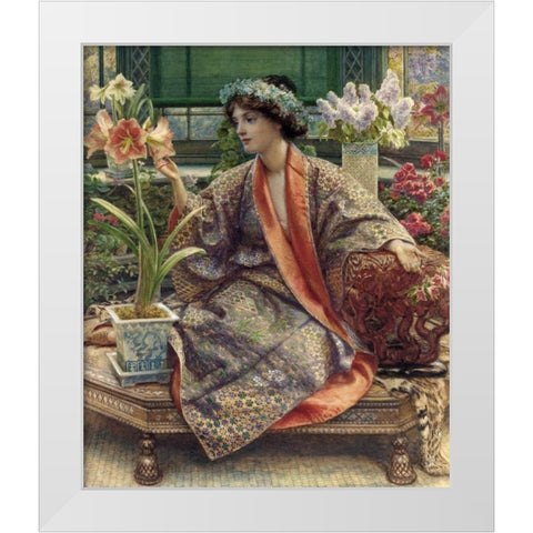 A Hot-House Flower White Modern Wood Framed Art Print by Poynter, Sir Edward John