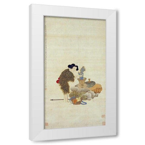 Longevity White Modern Wood Framed Art Print by Qi, Gia