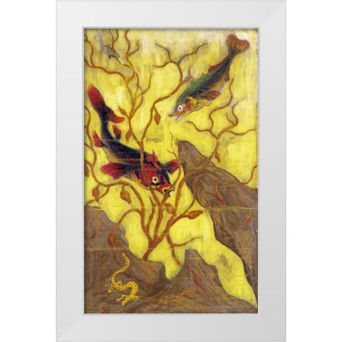 Poissons Et Crustacaes White Modern Wood Framed Art Print by Ranson, Paul