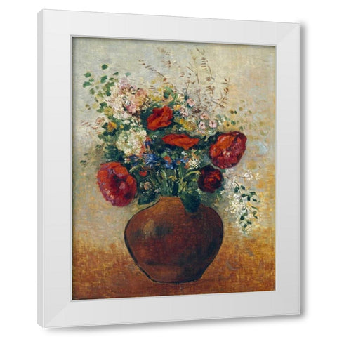 Vase of Flowers White Modern Wood Framed Art Print by Redon, Odilion