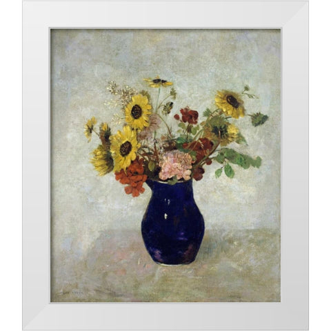 Vase De Fleurs White Modern Wood Framed Art Print by Redon, Odilion