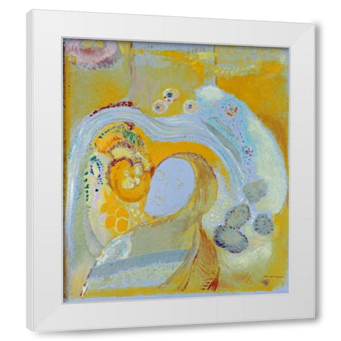 The Buddha White Modern Wood Framed Art Print by Redon, Odilion