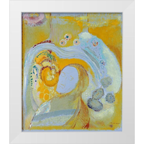 The Buddha White Modern Wood Framed Art Print by Redon, Odilion