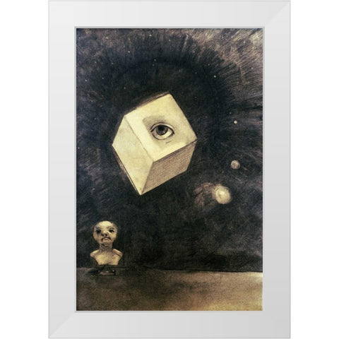 Eye White Modern Wood Framed Art Print by Redon, Odilion