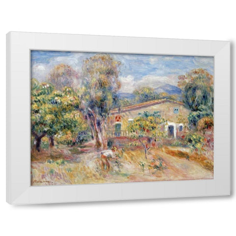 Collettes Farmhouse, Cagnes White Modern Wood Framed Art Print by Renoir, Pierre-Auguste