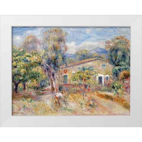 Collettes Farmhouse, Cagnes White Modern Wood Framed Art Print by Renoir, Pierre-Auguste