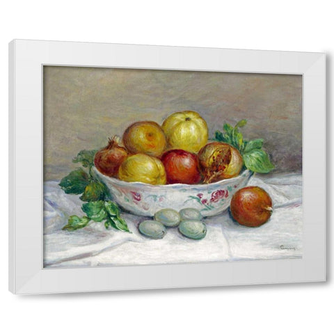 Nature Morte a La Grenade White Modern Wood Framed Art Print by Renoir, Pierre-Auguste