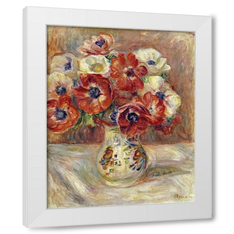 Still Life With Anemones White Modern Wood Framed Art Print by Renoir, Pierre-Auguste