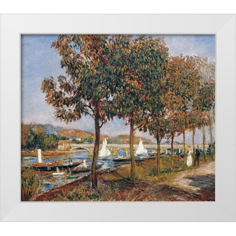 The Bridge at Argenteuil White Modern Wood Framed Art Print by Renoir, Pierre-Auguste