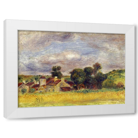 Brittany Countryside White Modern Wood Framed Art Print by Renoir, Pierre-Auguste