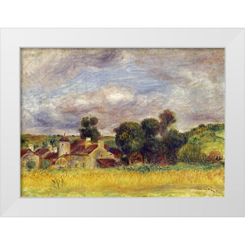 Brittany Countryside White Modern Wood Framed Art Print by Renoir, Pierre-Auguste