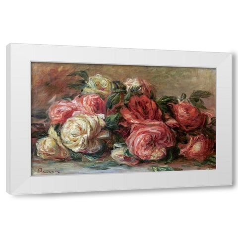Discarded Roses White Modern Wood Framed Art Print by Renoir, Pierre-Auguste
