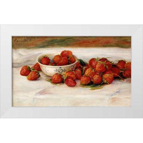 Strawberries White Modern Wood Framed Art Print by Renoir, Pierre-Auguste