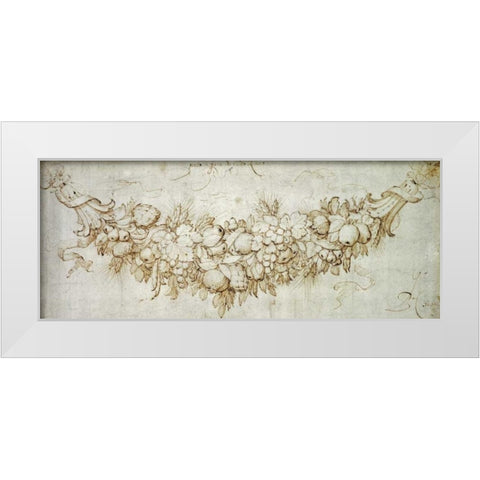 A Swag of Harvest Fruit White Modern Wood Framed Art Print by Reubens, Peter Paul