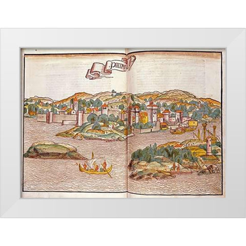 Peregrinatio In Terram Sanctam White Modern Wood Framed Art Print by Von Breydenbach Erhard Reuwich, Bernhard