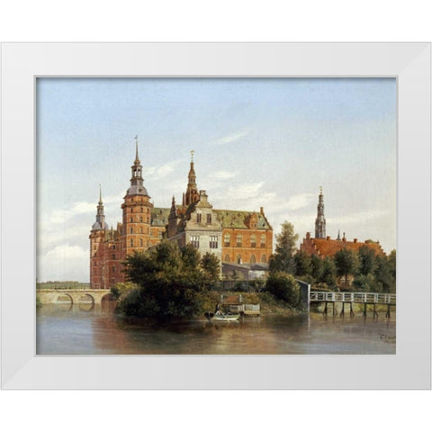 Frederiksborg Castle, Denmark White Modern Wood Framed Art Print by Richardt, Ferdinand