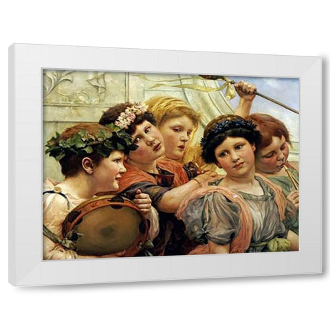 The Young Musicians White Modern Wood Framed Art Print by Robertson, George Edward