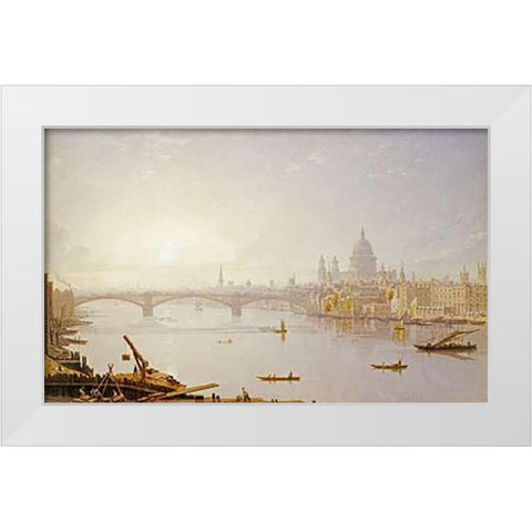Southwark Bridge and St. Pauls Cathedral White Modern Wood Framed Art Print by Robson, George Fennel