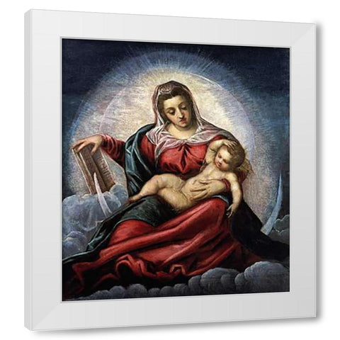 The Madonna and Child White Modern Wood Framed Art Print by Robusti, Jacopo