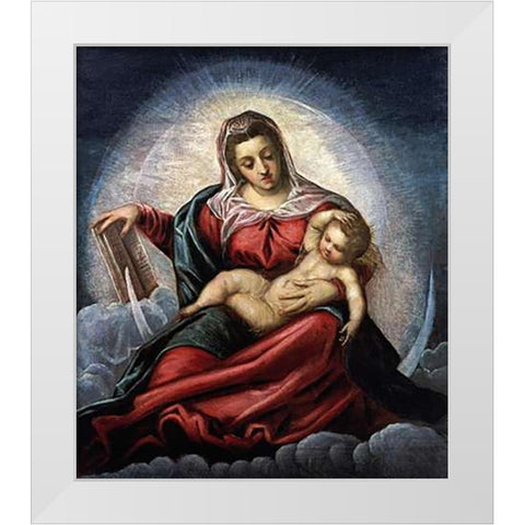 The Madonna and Child White Modern Wood Framed Art Print by Robusti, Jacopo