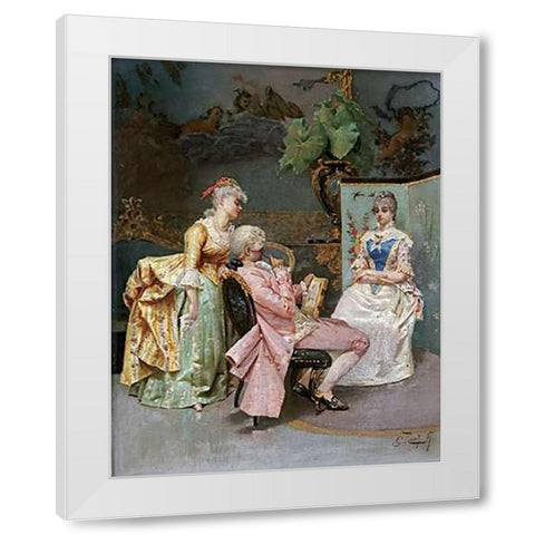 The Sitting White Modern Wood Framed Art Print by Rosati, Giulio