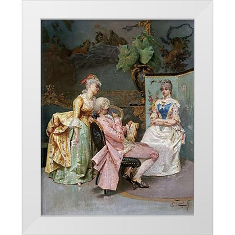 The Sitting White Modern Wood Framed Art Print by Rosati, Giulio