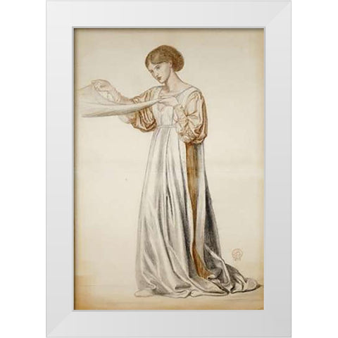 Study For a Pall Bearer In Dantes Dream White Modern Wood Framed Art Print by Rossetti, Dante Gabriel