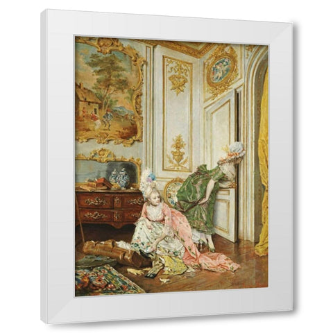 Les Curieuses White Modern Wood Framed Art Print by Rossi, Lucio