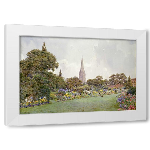 Mrs. Jacobs Garden White Modern Wood Framed Art Print by Rowe, Ernest Arthur