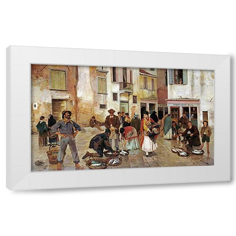 Campiello Delle Mosche, Venice White Modern Wood Framed Art Print by Ruben, Franz Leo