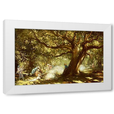 The Big Oak, Raheen, Co. Galway White Modern Wood Framed Art Print by Russell, George
