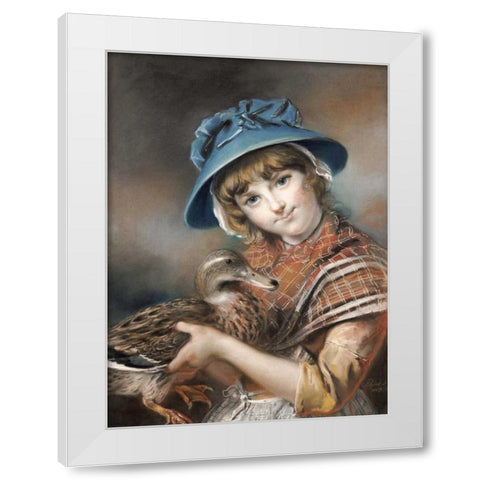 A Market Girl Holding a Mallard Duck White Modern Wood Framed Art Print by Russell, John