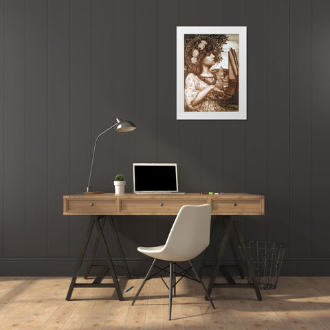 Saint Cecilia White Modern Wood Framed Art Print by Ryland, Henry