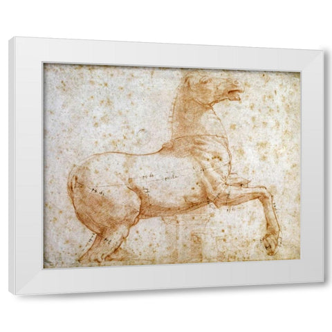 Study of One of The Quirinal Marble Horses White Modern Wood Framed Art Print by Raphael