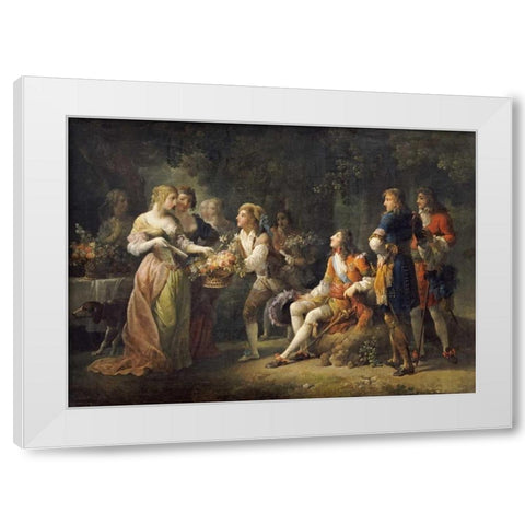Louis XIV of France Declaring His Love White Modern Wood Framed Art Print by Schall, Jean-Frederic